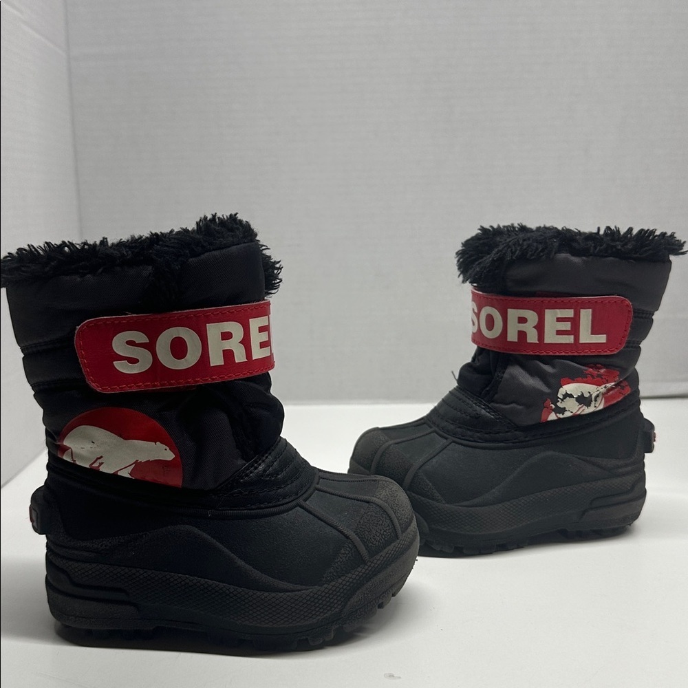 Sorel Snow Commander Winter Snow Boots Boot Black Red Little Kids Girls Size 7